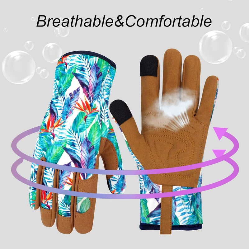 MERTURN Store Leather Gardening Gloves for Women Thorn Proof Garden Gloves Touch Screen Working Gloves Gifts,M - Image 4